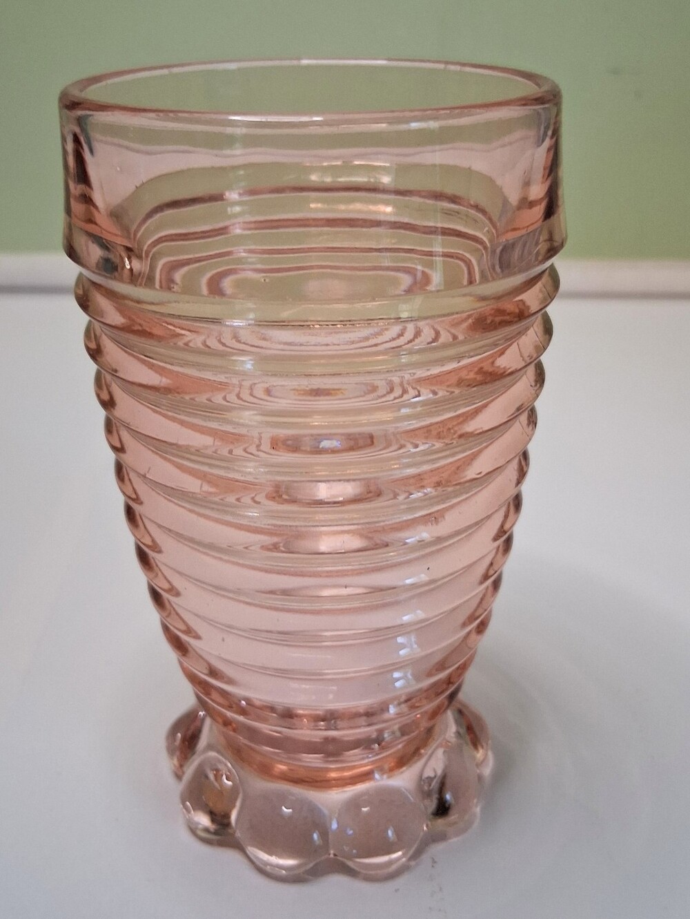 Vintage Anchor Hocking Depression Glass Pink Ribbed Tumbler